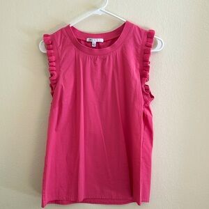 Pink sleeveless ruffle blouse